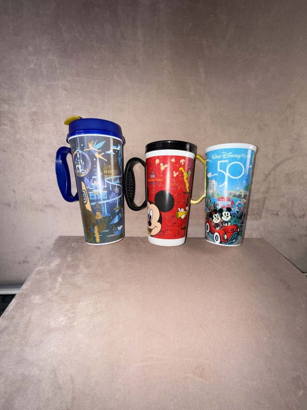 3 pc set Walt Disney World 50th Anniversary Refillable Parks Mug / Cups